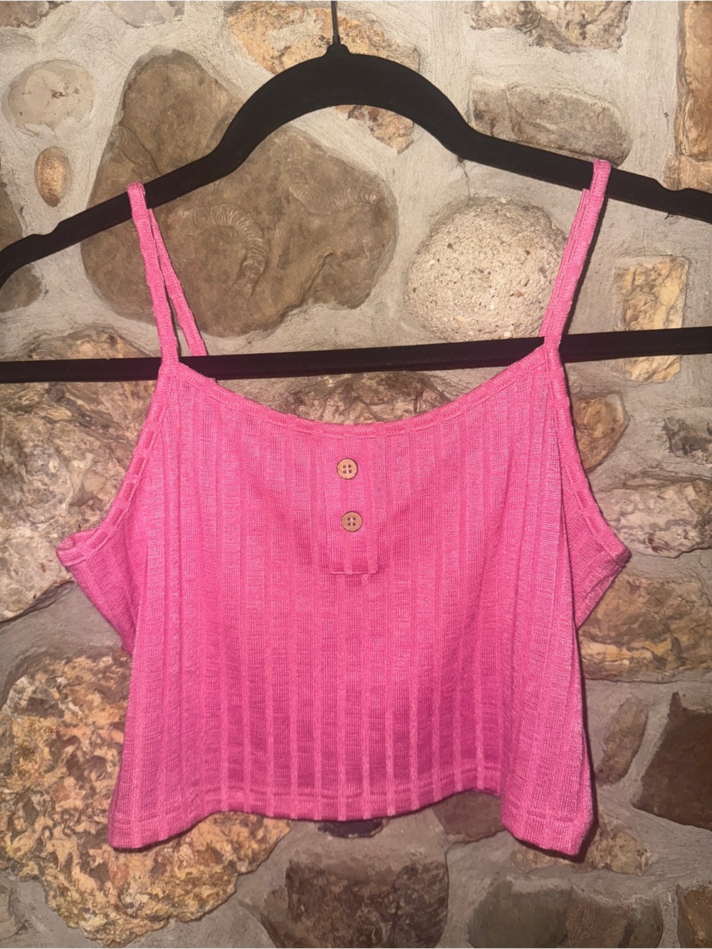 Women’s Pink Ribbed Tank Top Crop Top
